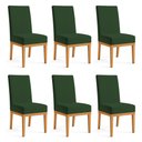 Ver imagem 1 de Kit 6 Cadeiras de Jantar Brisa Veludo Verde Base de Madeira - Pallazio