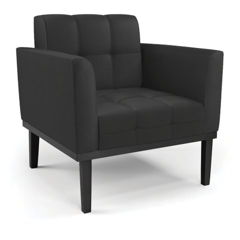 Poltrona Decorativa Karen Pés Fixo em Madeira Preto Pu Preto G19 - Gran Belo