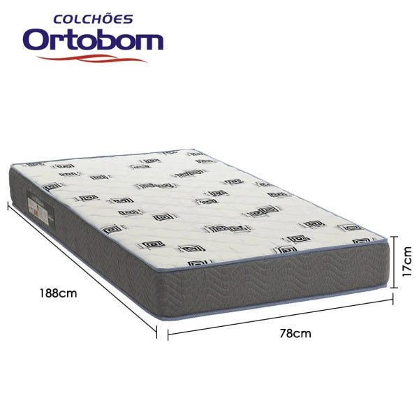 Colchão Solteiro Ortobom  Light Espuma D33 até 100kg - Antiácaro e Antialérgico - 78x188x17cm - 4