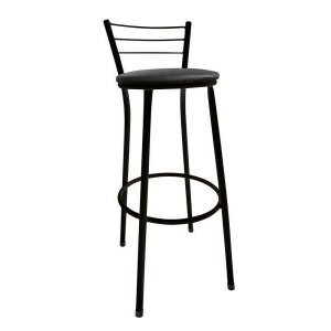 Banqueta Bistrô Aço Pintura Epóxi Preta Assento Preto