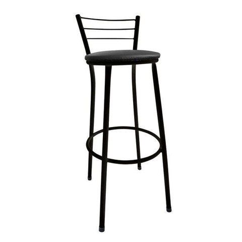 Banqueta Bistrô Aço Pintura Epóxi Preta Assento Preto