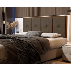 Painel Cabeceira Box Casal 1,40 Duda Madeira Suede Marrom - Comprar Moveis em Casa