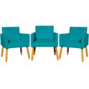 Ver imagem 1 de Kit 3 Poltronas Decorativa para Sala Recepção Consultório Escritório Nina Tecido Suede