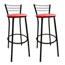 Ver imagem 1 de Kit 2 Banquetas Bistrô Aço Preto e Assento Vermelho