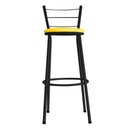 Ver imagem 3 de Kit 2 Banquetas Bistrô Aço Preto e Assento Amarelo