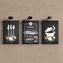 Ver imagem 2 de Kit 3 Quadro Decorativo Cozinha Copa Panela Talheres Frases Qualidade Premium 40x28cm