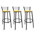 Ver imagem 1 de Kit 3 Banquetas Bistrô Aço Pintura Epóxi Preta Assento Amarelo