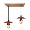 Luminária Pendente Bocal Simples Suporte Madeira Pinus – Soquete E-27 – Abf Luminárias:cobre Terra - 1