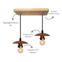 Ver imagem 3 de Luminária Pendente Bocal Simples Suporte Madeira Pinus – Soquete E-27 – Abf Luminárias:cobre Terra