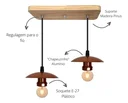 Ver imagem 3 de Luminária Pendente Bocal Simples Suporte Madeira Pinus – Soquete E-27 – Abf Luminárias:cobre Terra