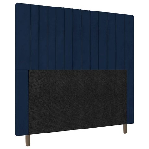Cabeceira Cama Box Solteiro Nala 90cm Veludo Azul Marinho
