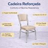 Combo 4 Cadeiras Cozinha Reforço Cromada Assento Grosso Confortável Encosto Estofado Cor Fendi - 4