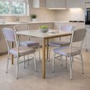 Ver imagem 1 de Combo 4 Cadeiras Cozinha Reforço Cromada Assento Grosso Confortável Encosto Estofado Cor Fendi