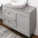 Ver imagem 2 de Balcão Gabinete Banheiro Provençal 80 C/ Cuba: Cinza / Cromado