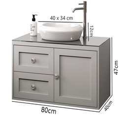 Balcão Gabinete Banheiro Provençal 80 C/ Cuba: Cinza / Cromado - 5