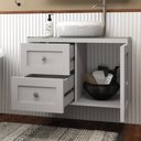 Ver imagem 3 de Balcão Gabinete Banheiro Provençal 80 C/ Cuba: Cinza / Cromado