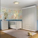 Ver imagem 1 de Quarto de Bebê Completo com Berço Americano 3 em 1 Encanto Multimóveis Mp4585 Branco/off White