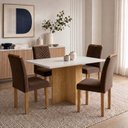 Ver imagem 1 de Conjunto de Mesa 4 Cadeiras Retangular em MDF Cinamomo Off White Carol
