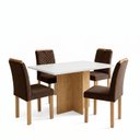 Ver imagem 2 de Conjunto de Mesa 4 Cadeiras Retangular em MDF Cinamomo Off White Carol