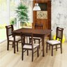 Sala de Jantar Kingston Mesa 120cm e 4 Cadeiras - Acabamento Verniz Pu - Madeira Maciça - Castanho - 1