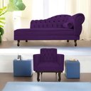 Ver imagem 1 de Kit Diva Recamier Juliana 185cm Lado Esquerdo e 01 Poltrona Classic Suede Roxo - Amarena Móveis