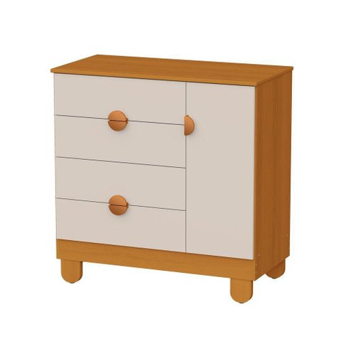 Cômoda Apolo 4 Gavetas MDF Puxador em PVC Bege Fosco Reller Móveis