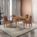 Ver imagem 1 de Mesa de Jantar Copper 120cm Tampo Mdf 4 Cadeiras Moderna Tork/naturale/naturale