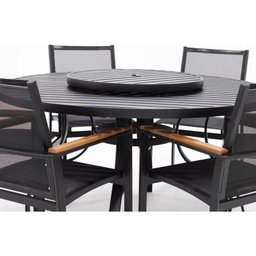 Jogo de Mesa 1,40m 6 Cadeiras Alumínio Área Externa Interna Preto - 2