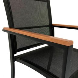 Jogo de Mesa 1,40m 6 Cadeiras Alumínio Área Externa Interna Preto - 3