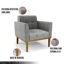 Ver imagem 3 de Poltrona Decorativa Karen Pés Fixo em Madeira Castanho Linho Cinza Mesclado G19 - Gran Belo
