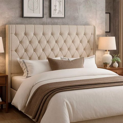 Cabeceira para Cama Box Casal 150cm Soft Linho Bege - Sallar Home