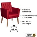 Ver imagem 4 de Poltrona Decorativa Tecido Corano para Sala de Espera Comercial Base Fixa Pés em Madeira Natural
