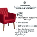 Ver imagem 3 de Poltrona Decorativa Tecido Corano para Sala de Espera Comercial Base Fixa Pés em Madeira Natural