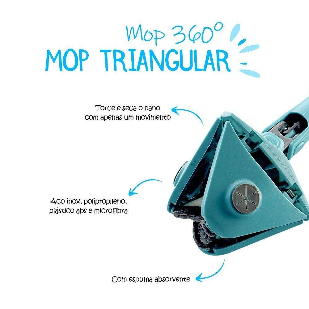 Mop de Limpeza Triângulo Ajustável Giratório 360° - 4