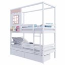 Ver imagem 3 de Beliche Casinha Reta 2 Gavetas Grade Removível Branco Rosa