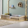Mini Cama Montessoriana Infantil Montessoriana Graciosa Natural com Grade - Casatema - 1