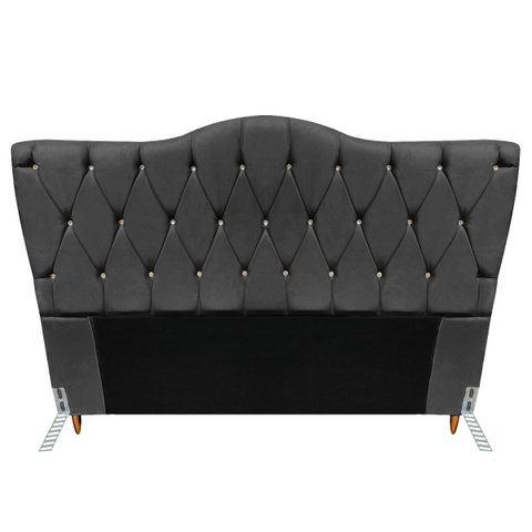 Cabeceira Queen Size Cama Box de Casal Quarto Estofada Barcelona 160cm:suede Cinza Escuro