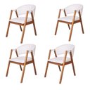 Ver imagem 2 de Kit 4 Cadeiras de Jantar Estofadas em Madeira Maciça e Courino Hibisco Branco/Amêndoa