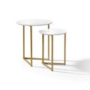Ver imagem 1 de Mesa Lateral Pé De Ferro Dourado Estilo Industrial