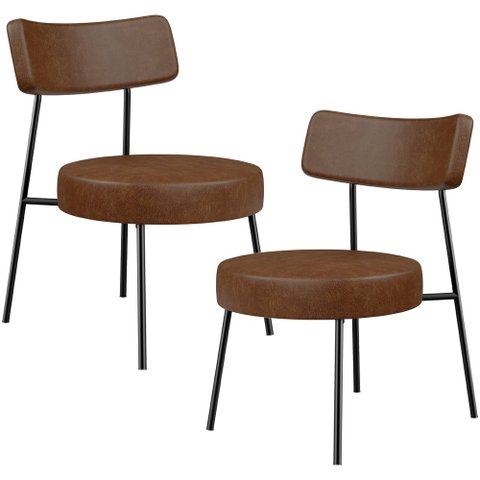 Kit 02 Poltronas Decorativas Para Sala De Estar Base Fixa Londres L02 Couríssimo Marrom - Lyam Lyam 