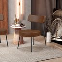 Ver imagem 2 de Kit 02 Poltronas Decorativas Para Sala De Estar Base Fixa Londres L02 Couríssimo Marrom - Lyam Lyam