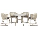 Ver imagem 1 de Mesa com 4 Cadeiras de Jantar Roma 100cm e Noronha em Aluminío Fendi Corda Nautica Estofado 11 Trama