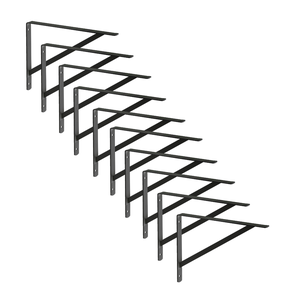 10x Suporte Mão Francesa Forte P/ Prateleira 40cm - Preta