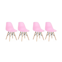 Ver imagem 1 de Kit 4 Cadeiras Charles Eames Eiffel Rosa Base Madeira Sala Cozinha Jantar - Bering