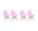 Ver imagem 1 de Kit 4 Cadeiras Charles Eames Eiffel Rosa Base Madeira Sala Cozinha Jantar - Bering