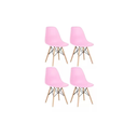 Ver imagem 4 de Kit 4 Cadeiras Charles Eames Eiffel Rosa Base Madeira Sala Cozinha Jantar - Bering