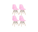 Ver imagem 4 de Kit 4 Cadeiras Charles Eames Eiffel Rosa Base Madeira Sala Cozinha Jantar - Bering