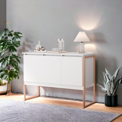Buffet 3 Portas Moderno Amsterdam - Branco Cobre
