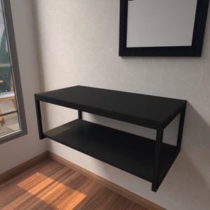 Aparador Industrial Preto Moderno Cantinho Café Escritorio Simples Bancada Suspensa