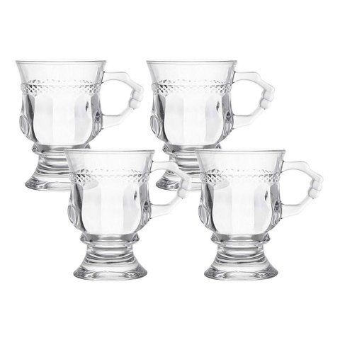 Jogo 4 Caneca de Café 117ml Hanover Vidro Cristalino Transparente Xícara em Casa Tem